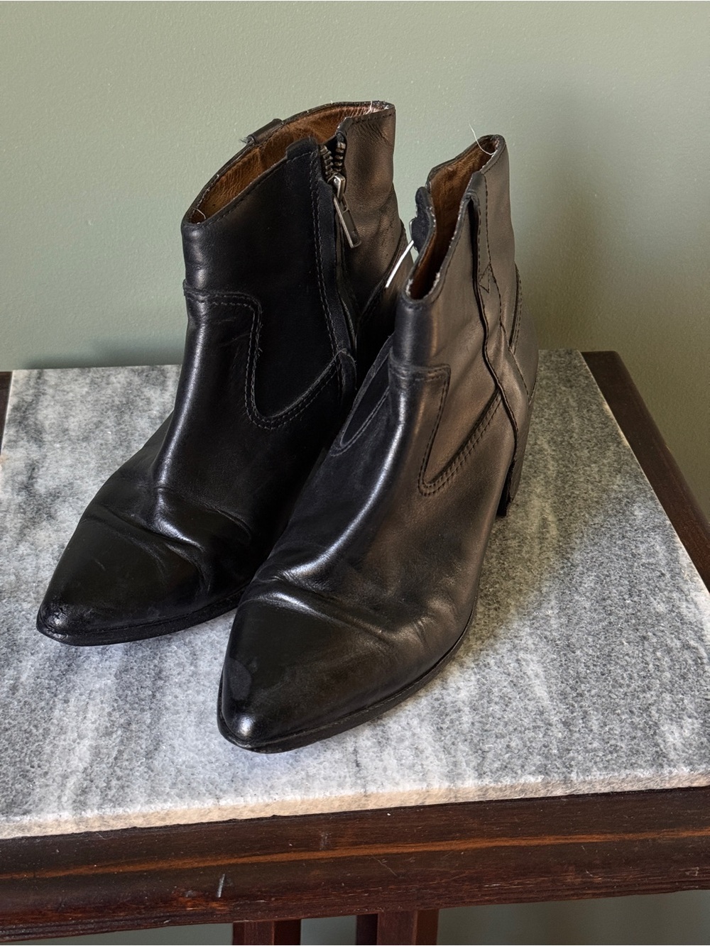 Madewell The Hailie Ankle Boot Western Leather Black - Size 6.5
